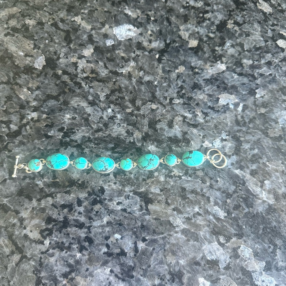 Pure Turquoise and sterling silver wrist bracelet